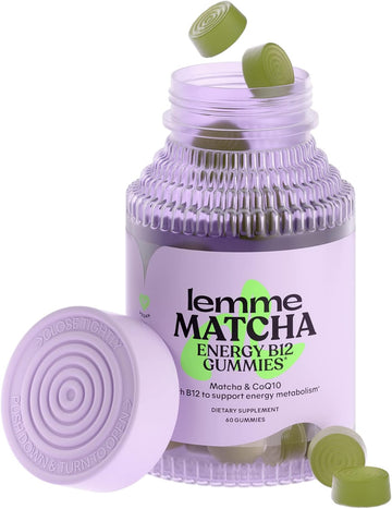 Lemme Matcha Superfood Energy Gummies With Organic Matcha Green Tea, Vitamin B12 And Antioxidant Coq10 To Support Cellular Energy, Metabolism & Healthy Skin - Vegan, Gluten Free, Non Gmo (60 Count)