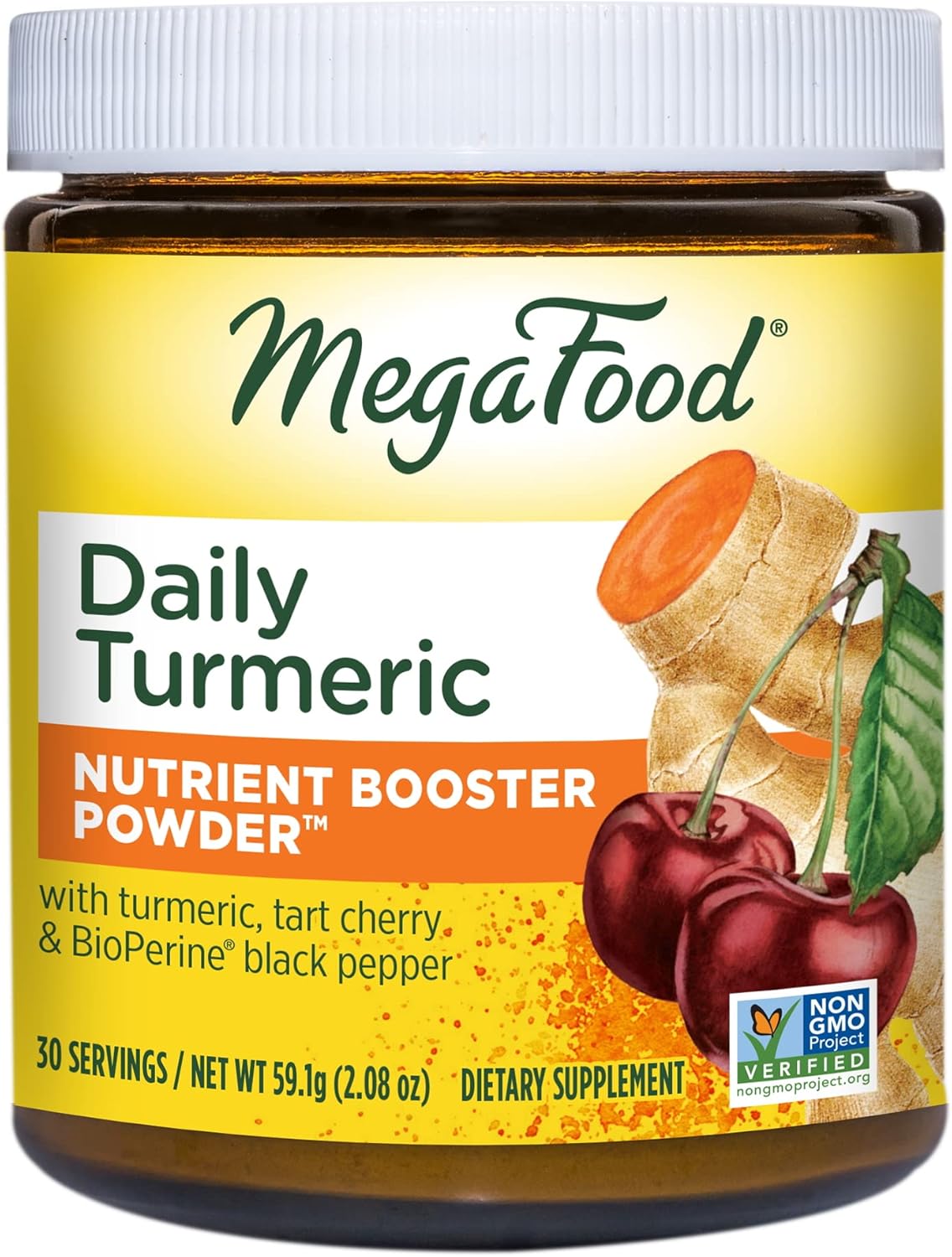 Megafood Daily Turmeric Nutrient Booster Powder - Turmeric Supplement -With Black Pepper Extract, Tart Cherry & Vitamin C - Vegan - Made Without 9 Food Allergens - 2.08 Oz (30 Servings)