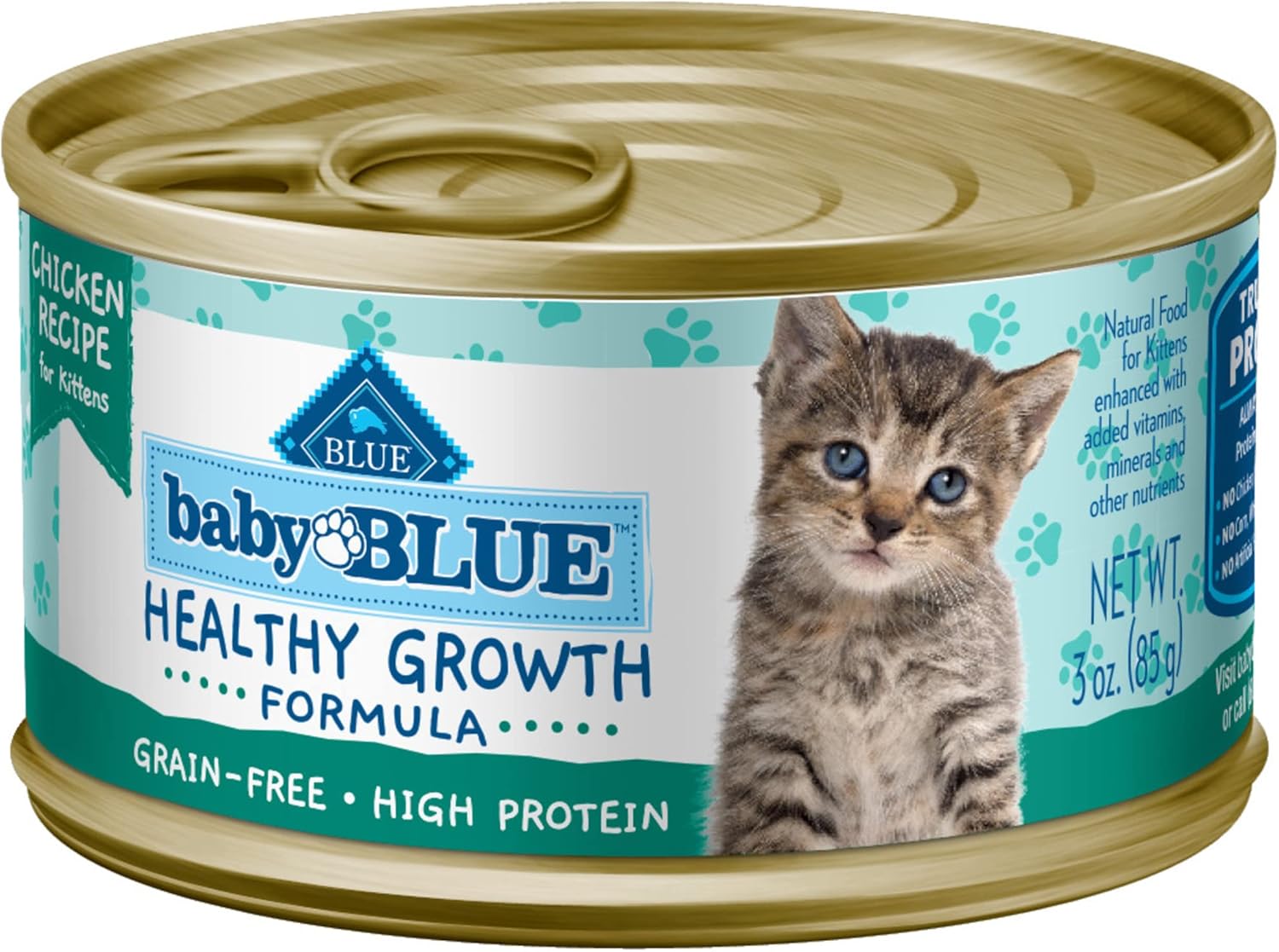 Blue Buffalo Baby Blue Natural Grain-Free Wet Food For Kittens, Healthy Growth Formula With Dha, High-Protein Chickwn Paté, 3 Oz. Can