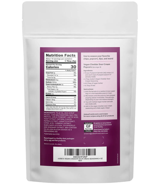 Judee'S Vegan Cheddar And Sour Cream Seasoning 4 Oz - Great For Salad Dressings And Dips - Add To Soups, Stews, Or Chilis - Sprinkle Over French Fries And Appetizers - Gluten-Free And Nut-Free