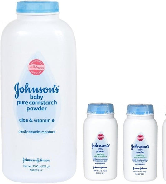Johnson'S Pure Cornstarch Baby Powder 15 Oz + Johnson'S Pure Corstarch Travel Size 1.5 Oz, 2 Pk