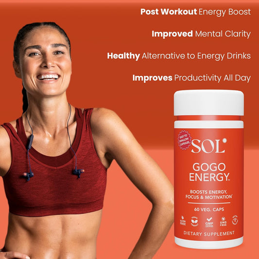 Gogo Energy Supplement: Natural Energy Boost, Cortisol Regulation, Focus Support, Herbal Alternative For Men & Women