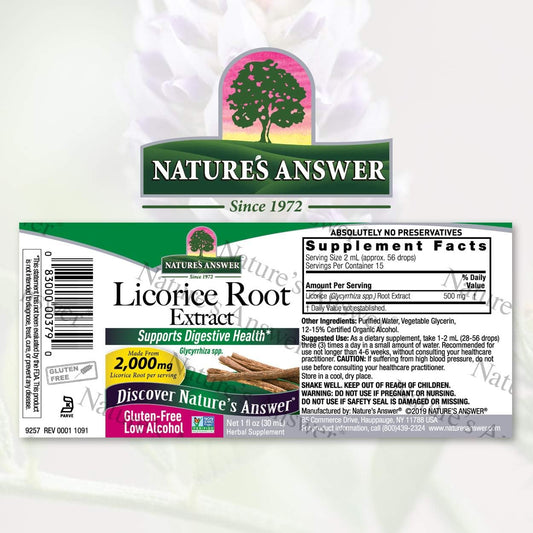 Nature's Answer Licorice Root Liq Supplement 1   | Daily Digestion Support | Natural Immune Booster | Promotes Healthy Lungs