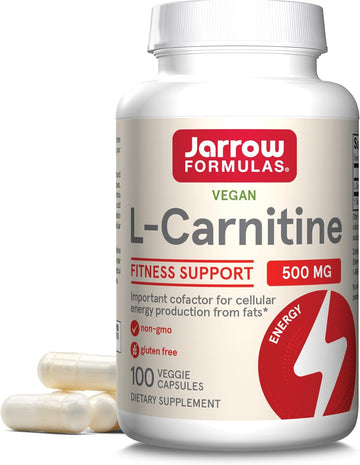 Jarrow Formulas L-Carnitine 500 Mg, Dietary Supplement, Support For Cellular Energy Production, 100 Veggie Capsules, 100 Day Supply