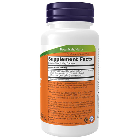 Now Foods Supplements, Curcubrain™ 400 Mg With Longvida® Optimized Curcumin, 50 Veg Capsules