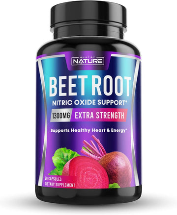 Beetroot Supplement Capsules for Nitric Oxide Booster - Rich in Nitrates - Organic Beet Root for Natural Energy & Peformance - 60 Capsules