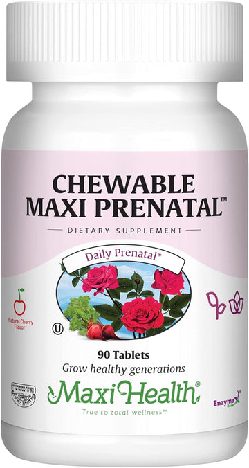 Maxi-Health Chewable Prenatal Vitamin - Over 25 Essential Vitamins And Minerals - Doctor Formulated For Pregnant And Lactating Women - 90 Count