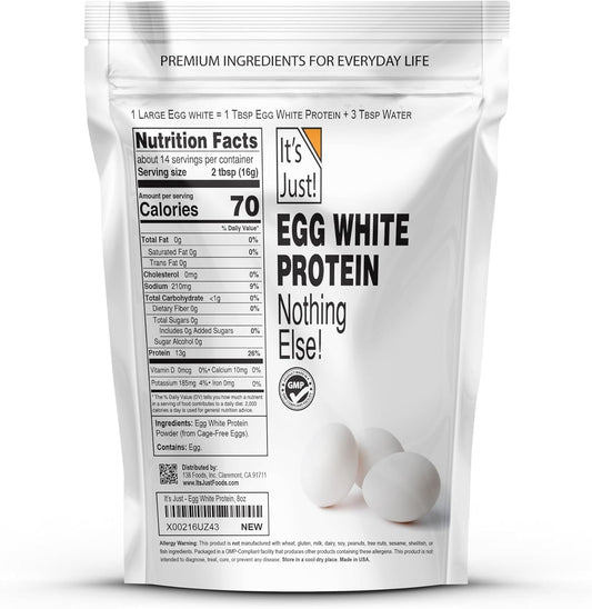 It'S Just! - Egg White Protein Powder, Dried Egg Whites Protein, Meringue Ingredient, Non-Gmo, Usa Farms (Unflavored, 20Oz)