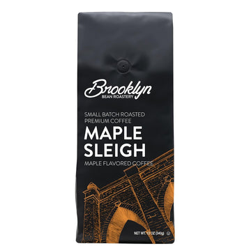 Brooklyn Beans Maple Sleigh 100% Arabica Craft Roasted Ground Coffee, Premium Maple Flavored Roast, 12 Oz Bag