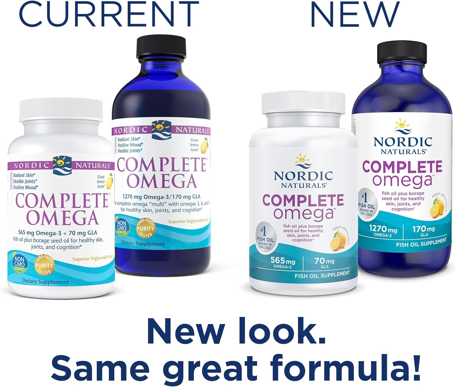 Nordic Naturals Complete Omega, Lemon Flavor - 16 oz - 1270 mg Omega-3 - EPA & DHA with Added GLA - Healthy Skin & Joints, Cognition, Positive Mood - Non-GMO - 96 Servings : Health & Household