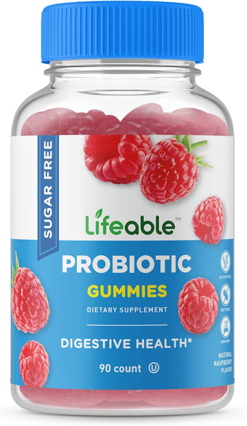 Lifeable Sugar Free Probiotics ? Great Tasting Natural Flavor Gummy Supplement Chewable ? GMO Free, Vegetarian, Gluten Free ? for Gut Health and Immune Support ? for Adults, Men, Women ? 90 Gummies