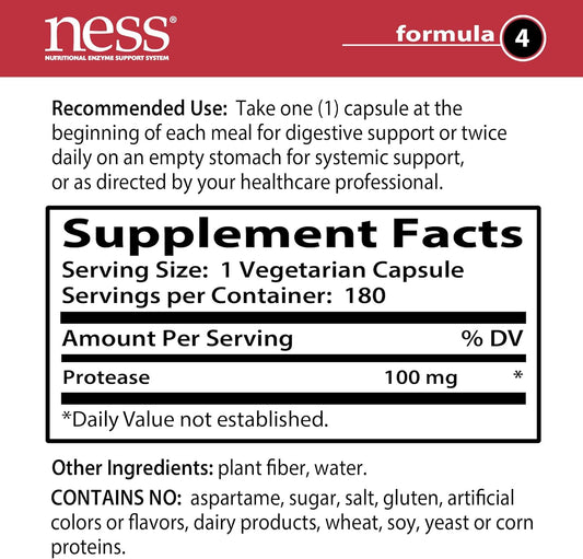 Ness Enzymes- Protease #4 180 Vegcaps