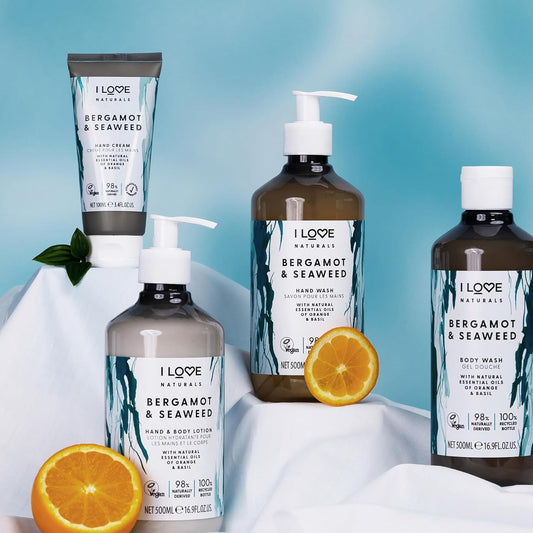 I Love Naturals Bergamot & Seaweed Hand Wash, Natural Oils Of Orange & Basil, Gently Removes Impurities, Refreshing & Cleansing Formula, 500ml : Amazon.co.uk: Beauty
