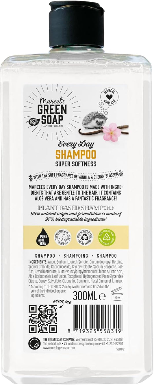 Marcel'S Green Soap Shampoo - Vanilla & Cherry Blossom - Natural Oils - 97% Natural - 97% Biodegradable - Vegan - 300Ml