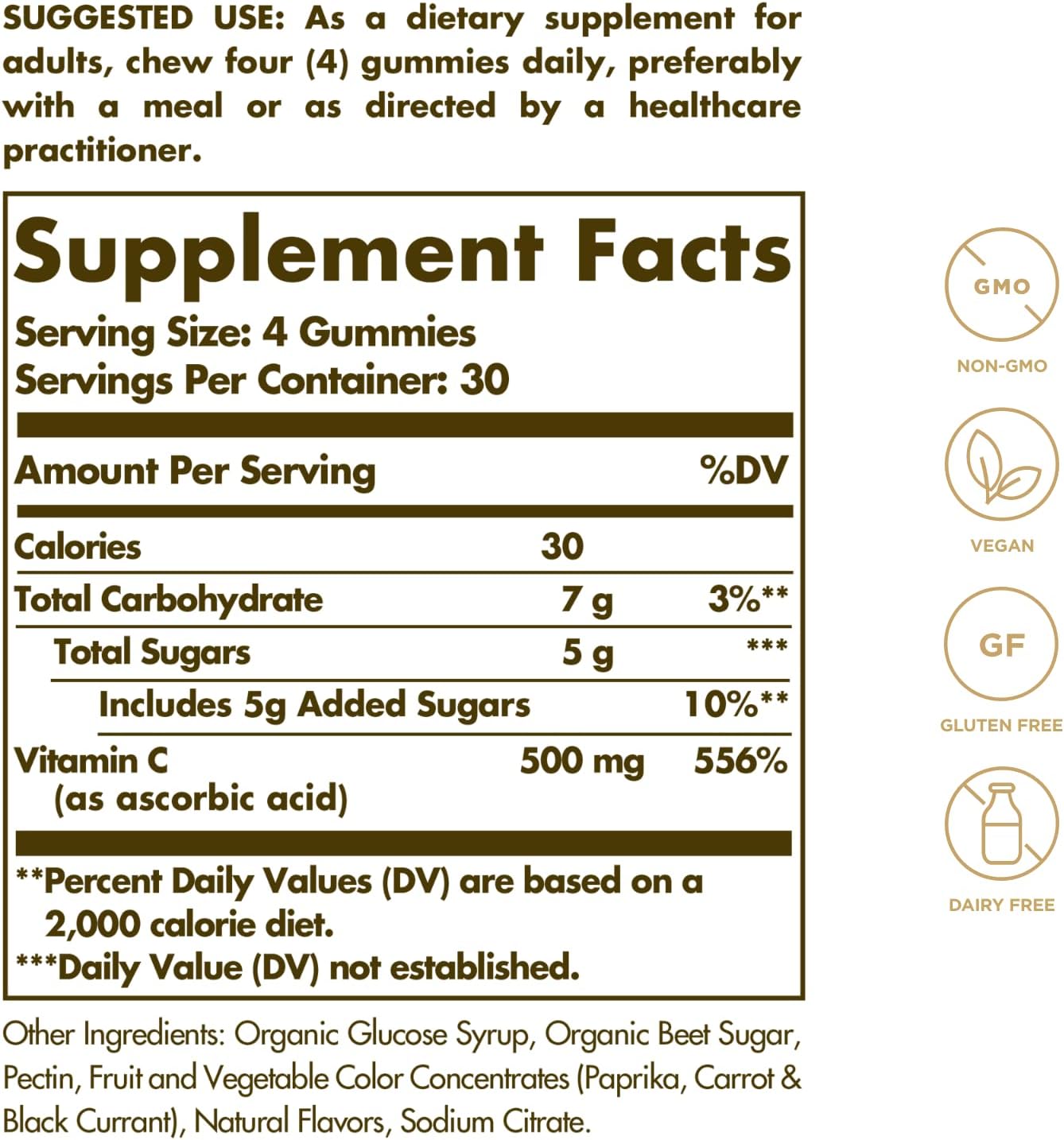 Solgar Adult Vitamin C 500 mg Gummies, Great-Tasting Strawberry Orange avor, Supports Immune Health, Non-GMO, Vegan, Gluten & Dairy Free, 30 Servings, 120 Count