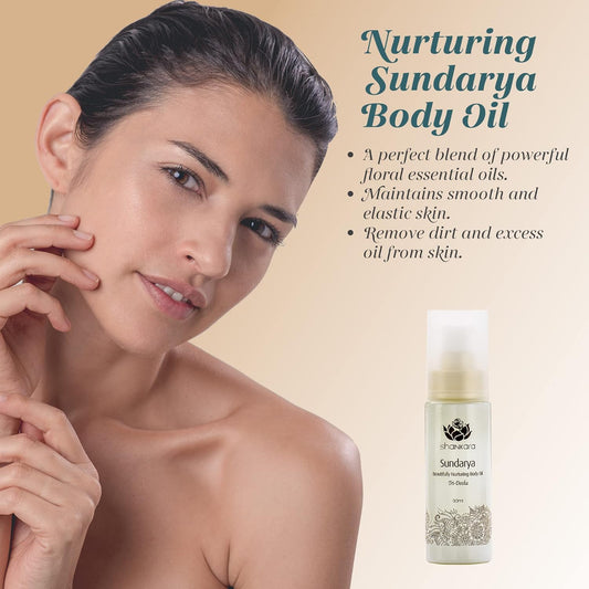 Shankara Sundarya Body Oil For Women And Men With Jasmine, Ylang, Rose Geranium, Sunflower, Aloe Vera, And Sesame – Perfect Moisturizing Body Oil For Uplifting Mind And Purifying Skin. (30Ml/1 Bottle)