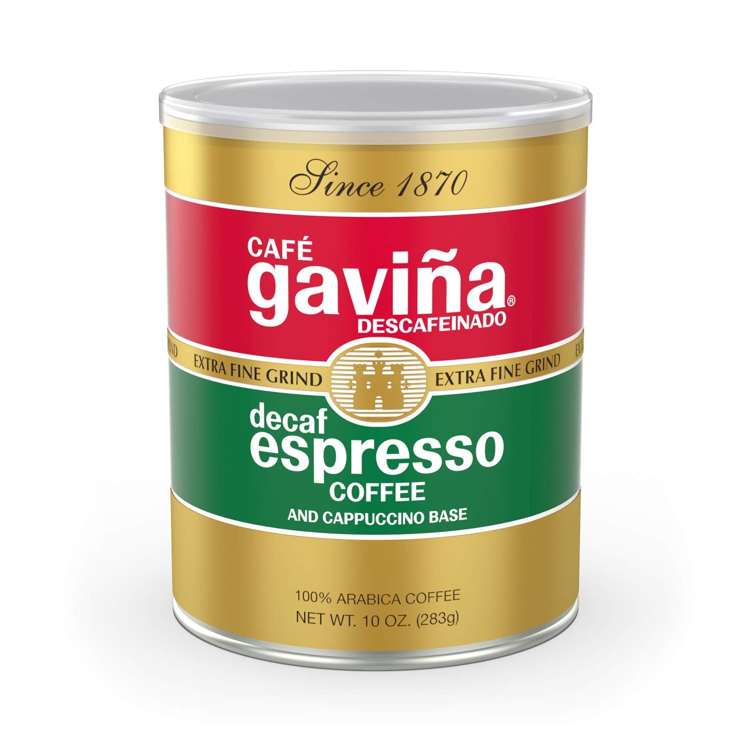 Café Gaviña Decaf Espresso Roast Extra Fine Ground Coffee: 100% Arabica, Dark Roast, Spicy, Dark Chocolate Notes - Perfect For Espresso Machines And Cold Brew - 10 Oz Can