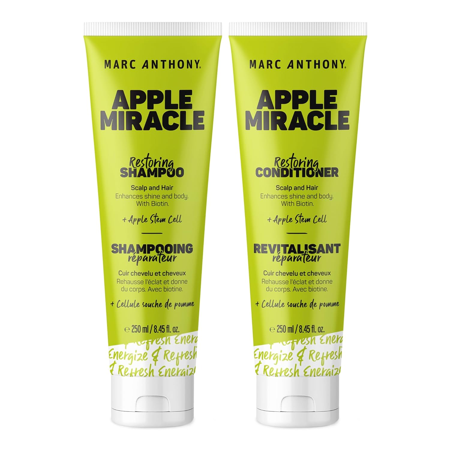 Marc Anthony Shampoo And Conditioner Set, Restoring Apple Miracle - Shine & Volume, Hair Growth, Breakage & Frizz Control - Apple Extract, Biotin, Keratin, & Grapeseed Oil - Dry Scalp & Damaged Hair