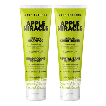 Marc Anthony Shampoo And Conditioner Set, Restoring Apple Miracle - Shine & Volume, Hair Growth, Breakage & Frizz Control - Apple Extract, Biotin, Keratin, & Grapeseed Oil - Dry Scalp & Damaged Hair