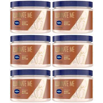 Vaseline Lotion - Illuminate Me Body Butter, Whipped Shea Butter Co-Created With Black Women For Luminous, Glowing Skin, Moisturizing Lotion For Extremely Dry Skin, Scented, 11 Oz Ea (Pack Of 6)