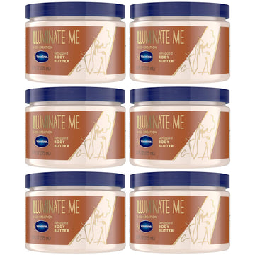 Vaseline Illuminate Me Shea Butter Whipped Body Butter For Melanin Rich Skin Provides 24 Hour Moisturization For Dry Skin 11 Oz