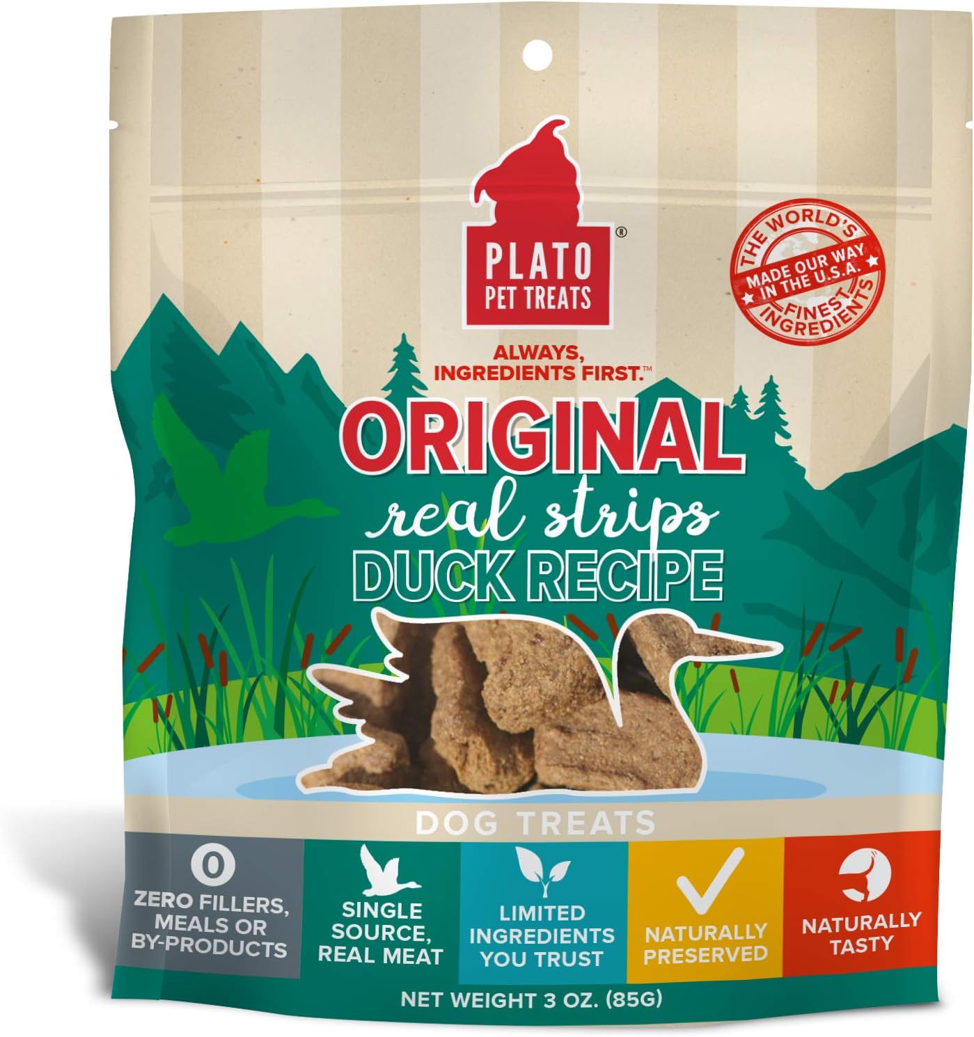 Plato Original Real Strips Duck 3Oz, Natural (850002221534)