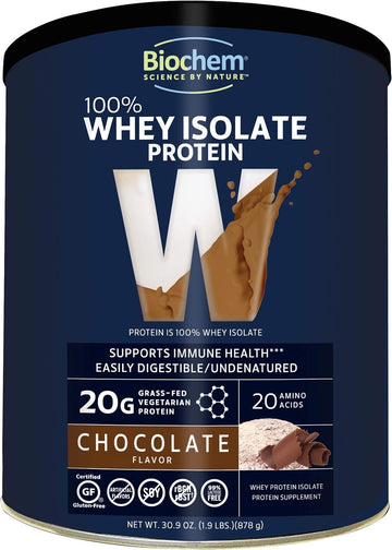 Biochem 100% Whey Isolate Protein - Chocolate - 30.9 oz - Pre & Post W