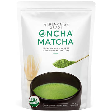 Encha Ceremonial Grade Organic Matcha Powder - First Harvest Organic Japanese Matcha Green Tea Powder, From Uji, Japan (Organic Ceremonial, 1 Pound (Pack Of 1))