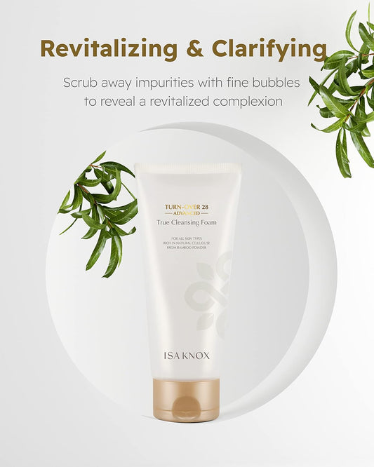 Isa Knox True Foaming Facial Cleanser (6.1Fl Oz) - Korean Skincare, Non-Drying Bubble Foam Face Wash, Pomegranate Vinegar, Natural Bamboo Cellulose