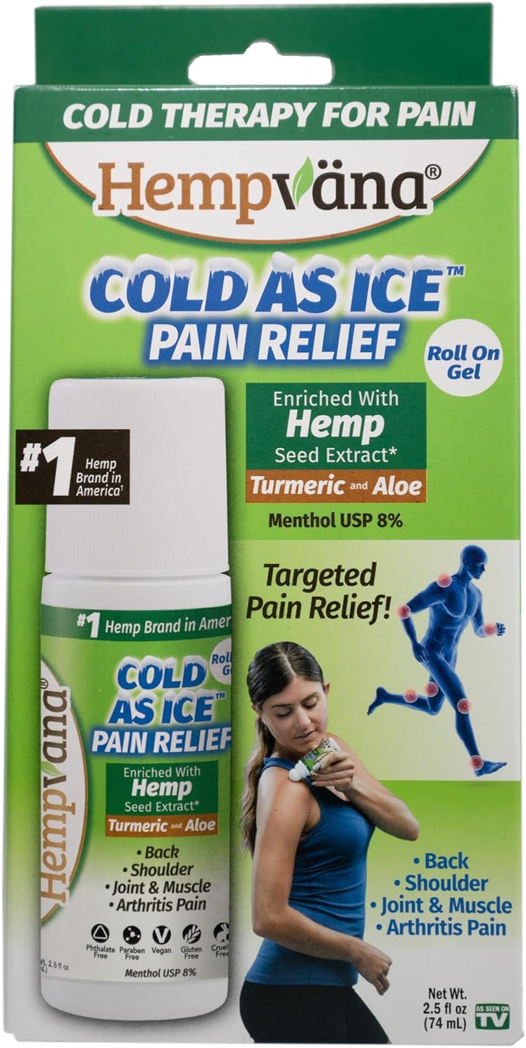 Hempvana Cold As Ice, Convenient Roll On Gel with Menthol