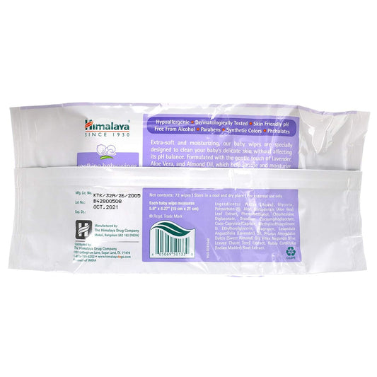 Himalaya Soothing Baby Calming Wipes For Soft, Clean, And Sensitive Skin, 72 Wipes