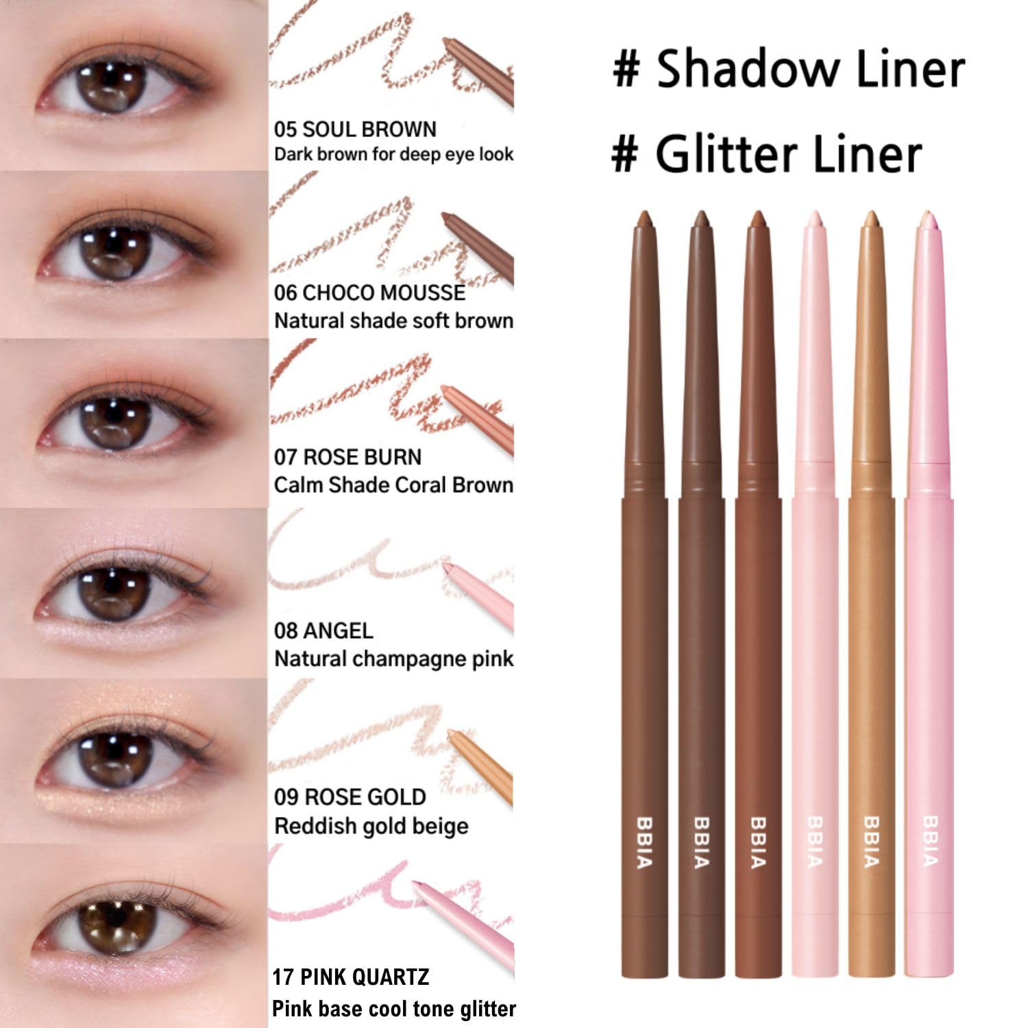 Bbia Last Auto Gel Eyeliner 17 Color – Multi-Use Longwear & Waterproof Mechanical Eye Liner Easy Drawing With Smooth Texture Smudge-Resistant Shadow & Glitter Vegan Korea Eye Makeup (02 Jazz) : Beauty & Personal Care
