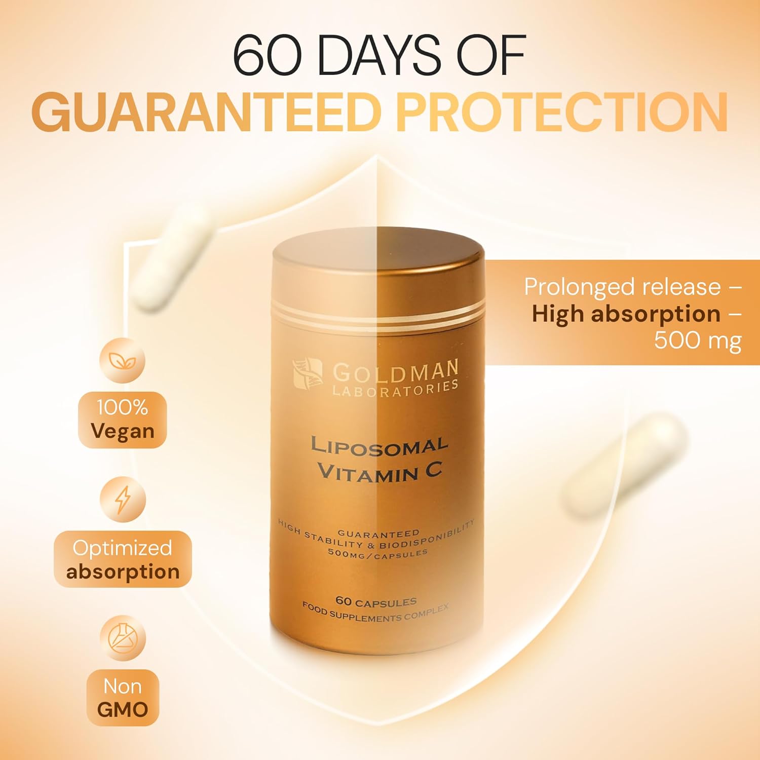 LIPOSOMAL Vitamin C Capsules - High Strength Vitamin C Supplements Encapsulated for Maximum Bioavailability | Immune System Vitamins | Liposomal VIT C | 60 Vegetarian Capsules | Goldman Laboratories : Amazon.co.uk: Health & Personal Care