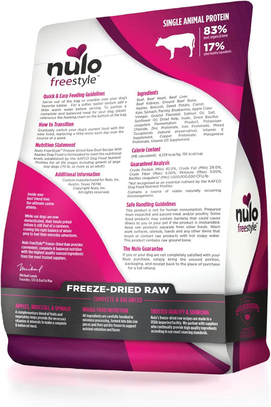 Nulo Freestyle Freeze-Dried Raw, Ultra-Rich Grain-Free Dry Dog Food For All Breeds And Life Stages With Bc30 Probiotic For Digestive And Immune Health