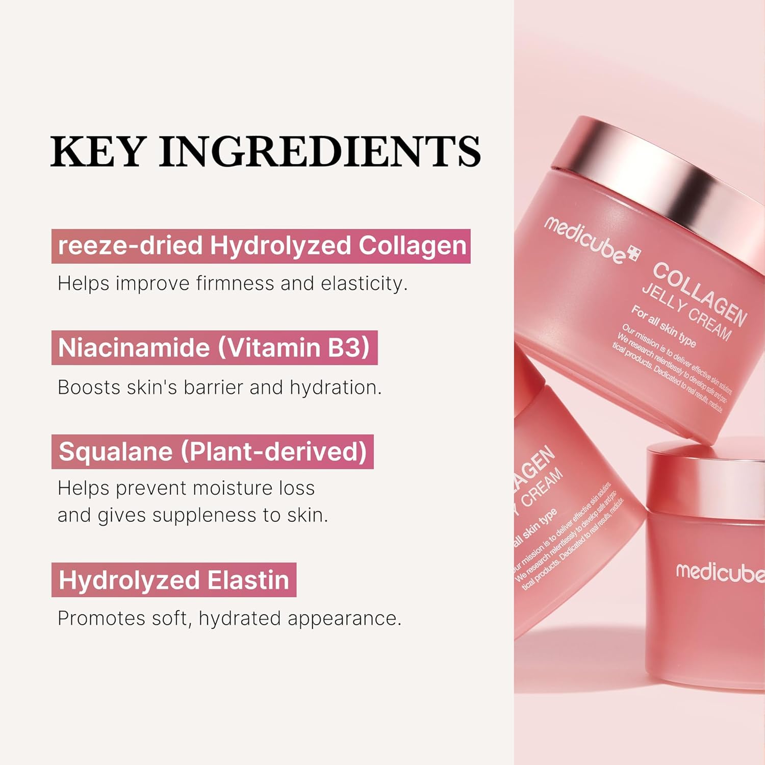 Medicube Collagen Jelly Cream- Niacinamide & Freeze-Dried Hydrolyzed Collagen - Boosts skin's barrier hydration and gives 24h Glow & Lifted Look - No artificial color, Korean skincare (3.71 fl.oz.) : Beauty & Personal Care