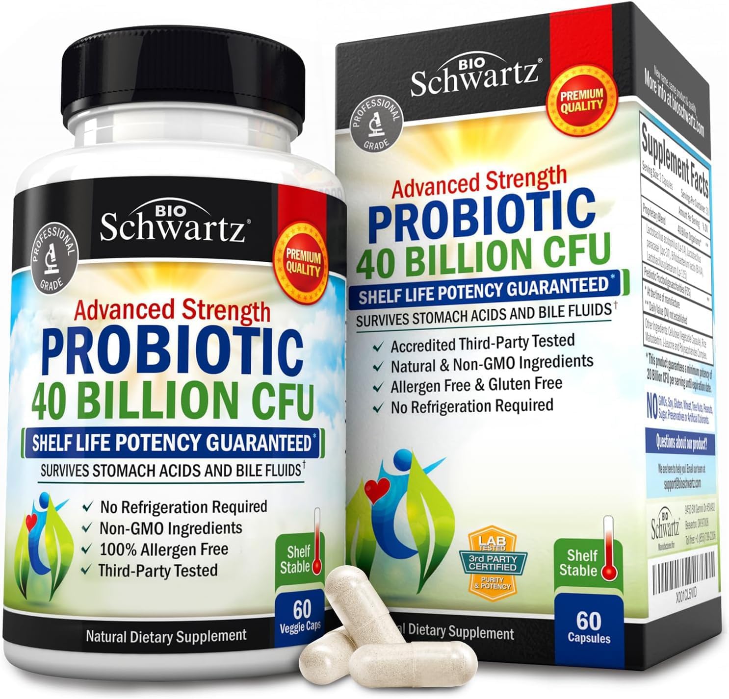 Daily Probiotic Supplement With 40 Billion Cfu - Gut Health Complex With Astragalus And Lactobacillus Acidophilus Probiotic For Women And Men - Shelf Stable Pre And Probiotics For Digestive Health