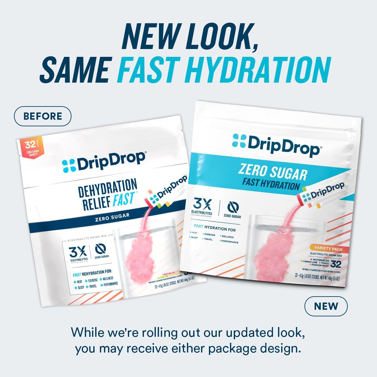 DripDrop Hydration - Zero Sugar Peach - Electrolyte Drink Mix Single Serve Hydration Powder Packets | Keto & Paleo Friendly | Non-GMO, Gluten Free, Vegan | 32 Sticks : Health & Household