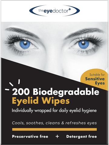 The Eye Doctor Eyelid Wipes - Suitable For Use With Blepharitis, Dry Eyes, Sensitive Eyes & Mgd - 200 X Biodegradable Eyelid Cleaning Wipes - Detergent And Preservative Free