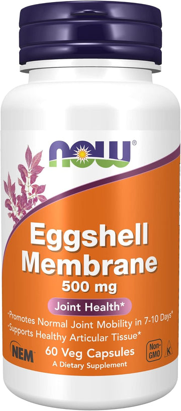 NOW Supplements, Eggshell Membrane (A Unique Biological Matrix Composed of Major Joint Constituents) 500 mg, 60 Veg Capsules