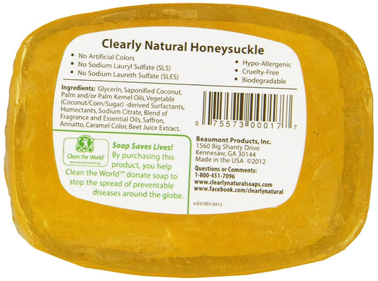 Clearly Natural Bar Soap, Honeysuckle, 4 Oz, 3 Pk
