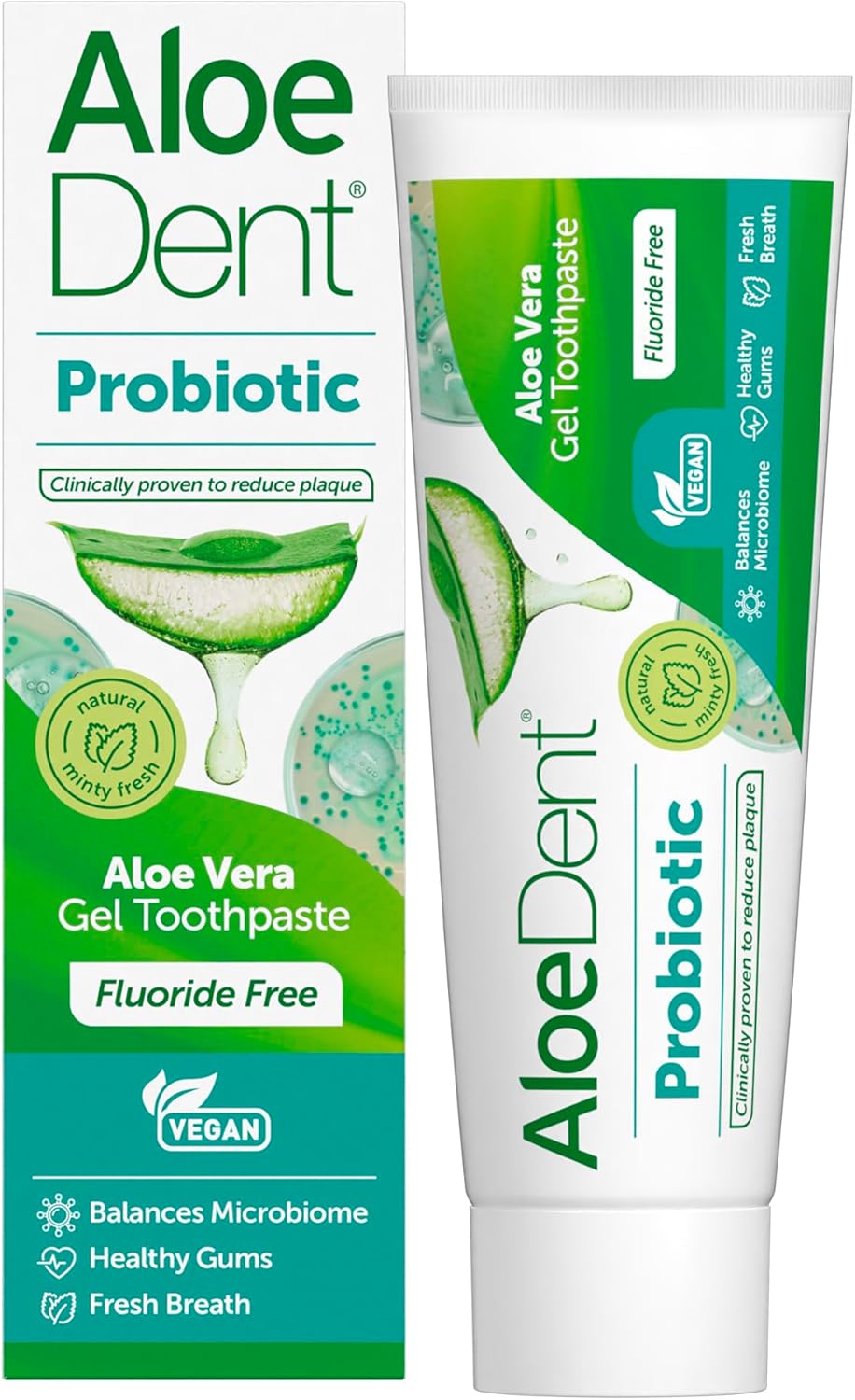 Aloedent Probiotic Toothpaste Fluoride Free - Balance Mouth Microbiome, Natural Oral Probiotic With Aloe Vera & Xylitol, Sls Free, Vegan, 75Ml (Pack Of 2)