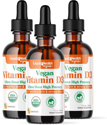 Liquidhealth Liquid Vitamin D3 5000 Iu, Organic Vitamin D Liquid Drops, Adults & Kids, Vegan Liquid Vitamin D For Immune Support, Bone Health, Mood Support - (3Pack)