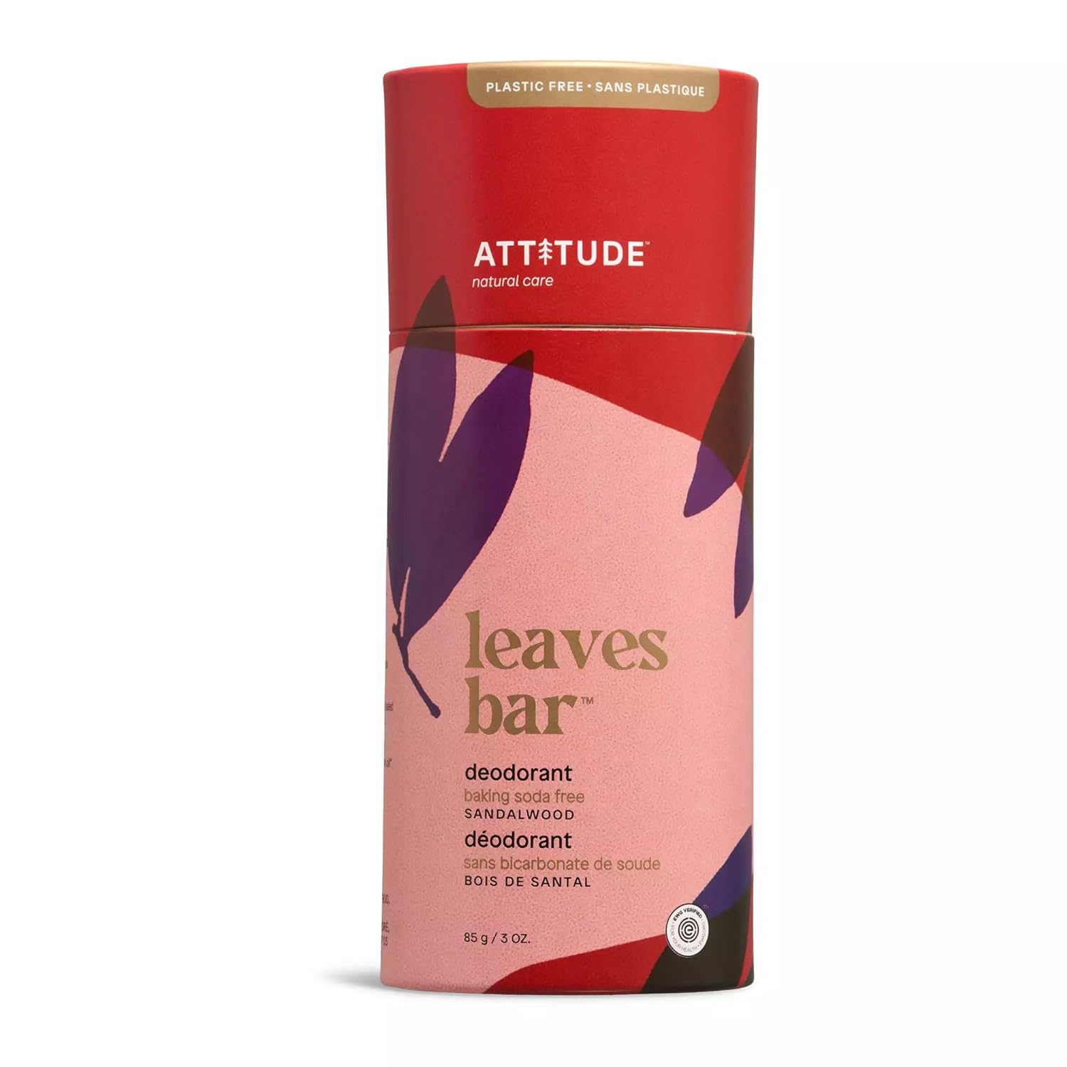 Attitude Plastic-Free Deodorant, Aluminum Free, Baking-Soda Free, Ewg Verified Body Care, Vegan And Cruelty-Free, Sandalwood, 3 Ounces