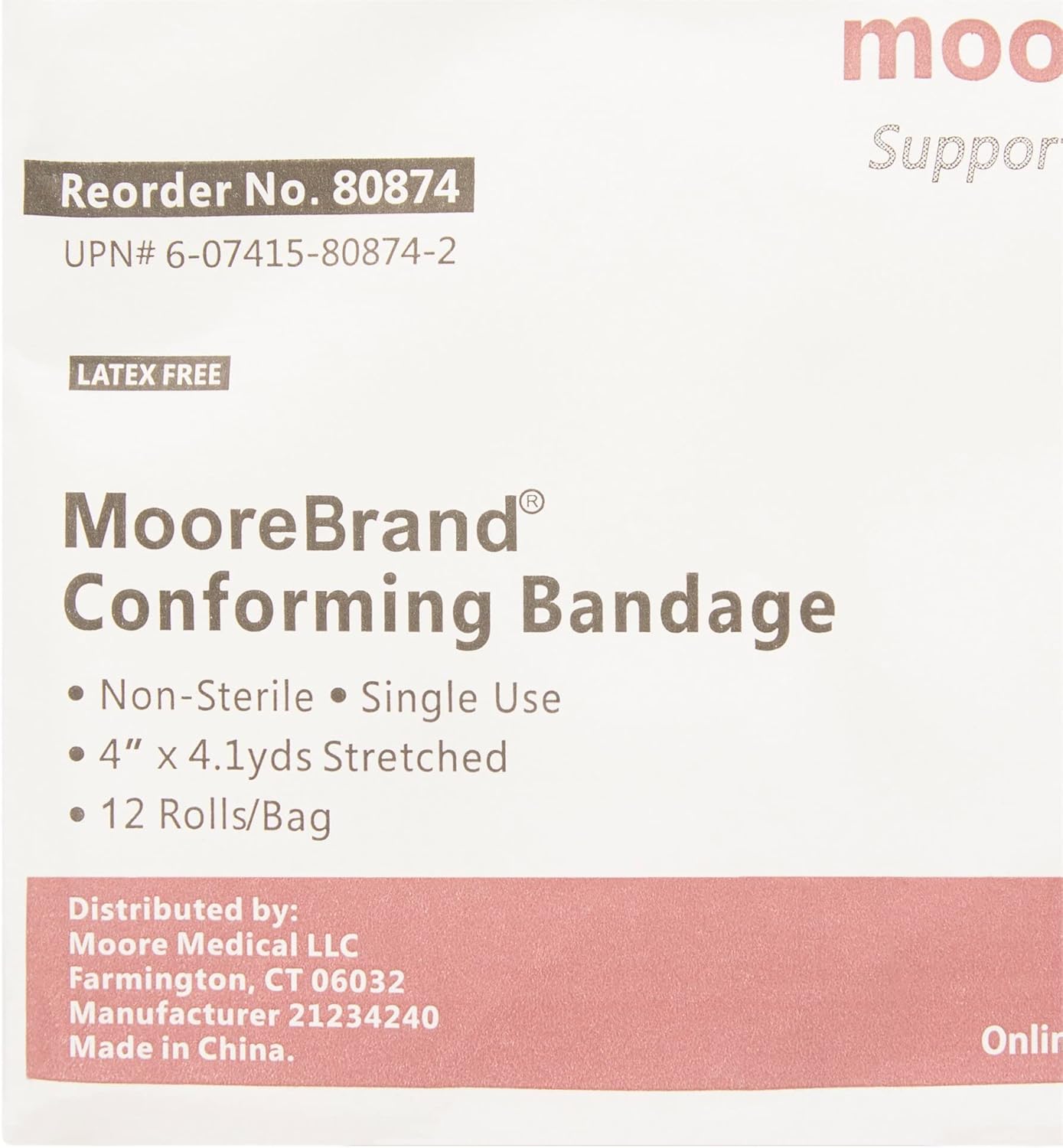 Moore Medical Conforming Stretch Gauze Bandages, Self-Adhesive Gauze Roll - 4 in x 4 1/10 yd, 12 Count : Health & Household