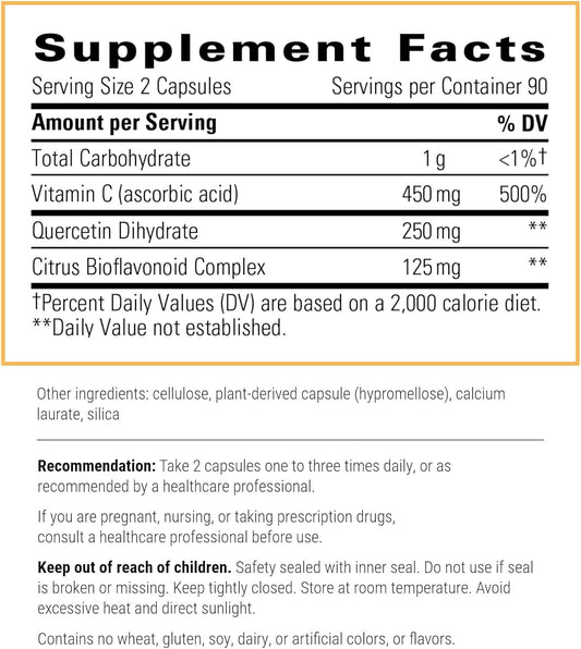 Integrative Therapeutics Vitamin C With Quercetin - Antioxidant Vitamin C Supplement For Immune Support* - Immune Health Supplement For Men & Women* - Vegan - 180 Capsules