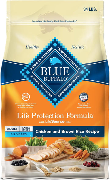 Blue Buffalo Life Protection Formula Large Breed Adult Dry Dog Food, Promotes Joint Health And Lean Muscles, Made With Natural Ingredients, Chicken & Brown Rice Recipe, 34-Lb. Bag