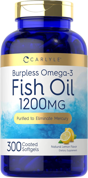 Carlyle Burpless Fish Oil 1200 mg | 300 Softgels | with 360 mg Omega-3