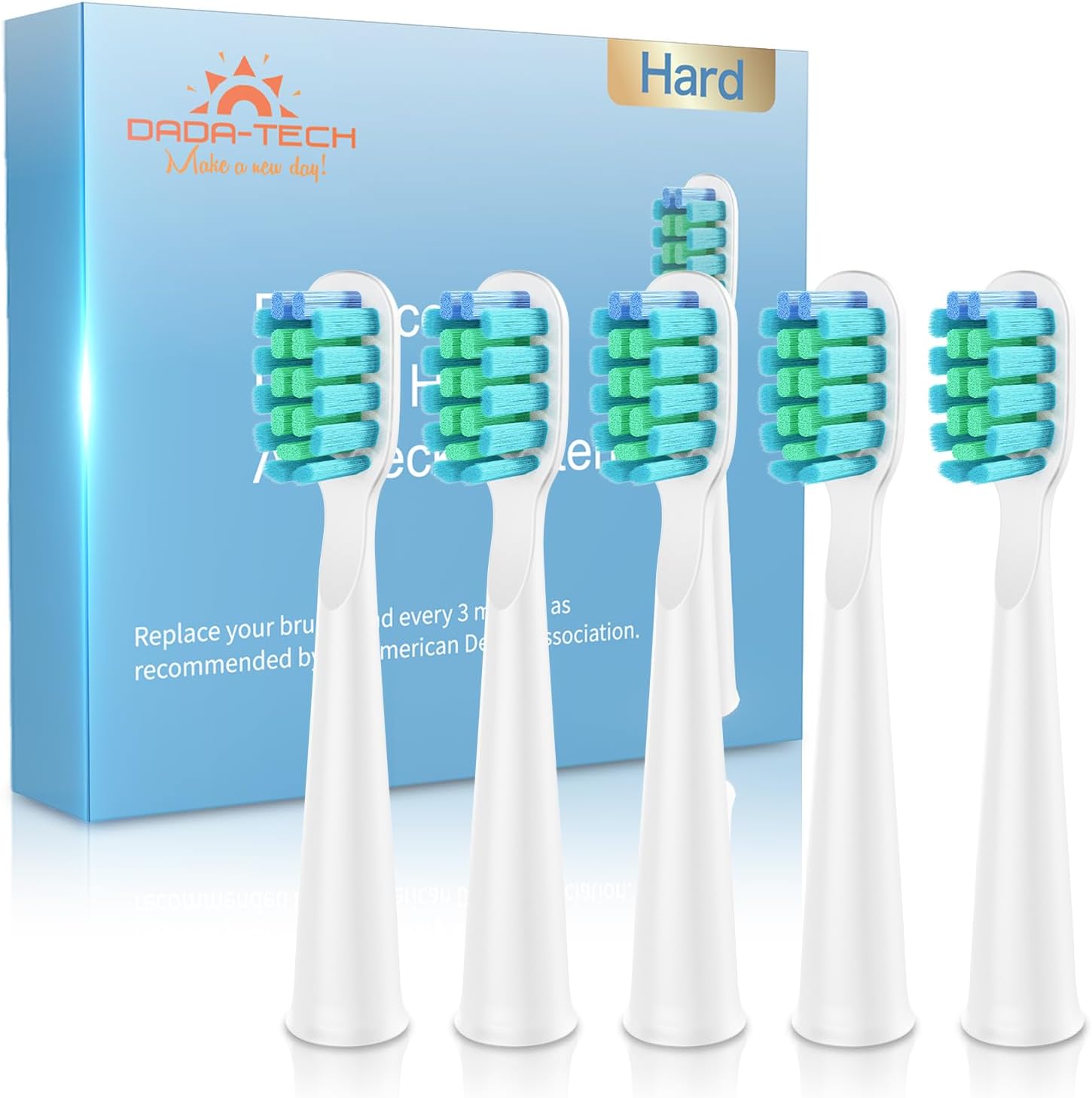 Dada-Tech Electric Toothbrush Replacement Heads for DT-22 - Pack of 5 (Pearl White Hard)