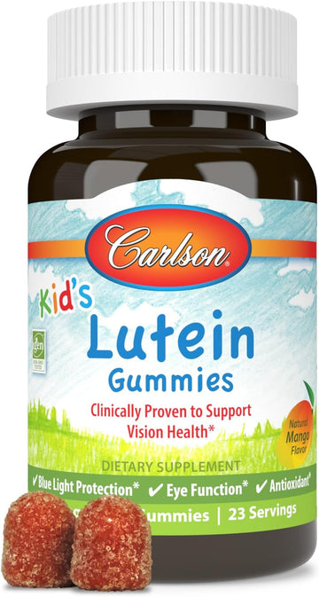 Carlson - Kid's Lutein Gummies, Vision Support, Blue Light Protection, Mango, 46 Gummies