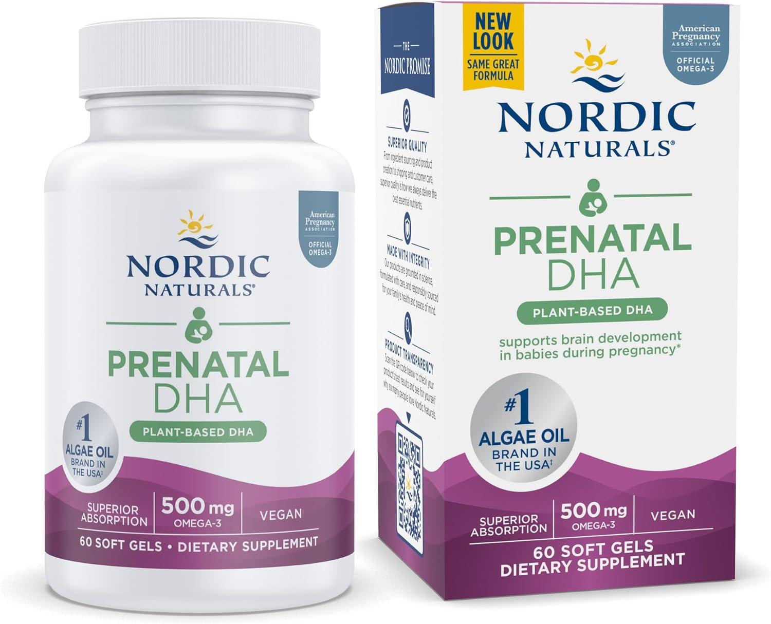 Nordic Naturals Vegan Prenatal DHA, Unflavored - 60 Soft Gels - 500 mg